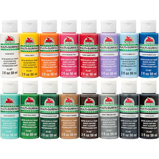 Apple Barrel® Satin Acrylic Craft Paint 16 Color Set